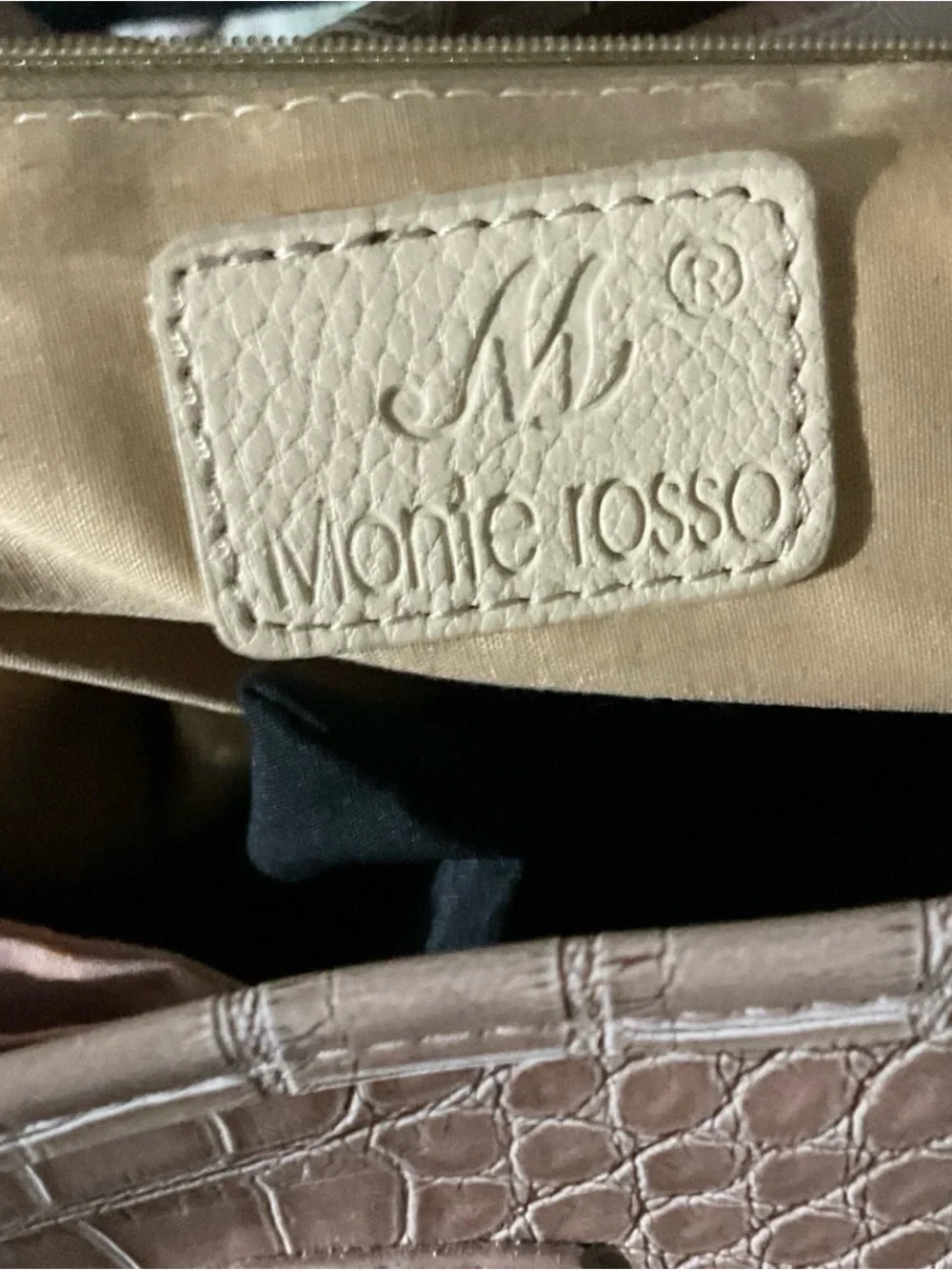 Monie Rosso Croc-Embossed Tote in Dusty Pink